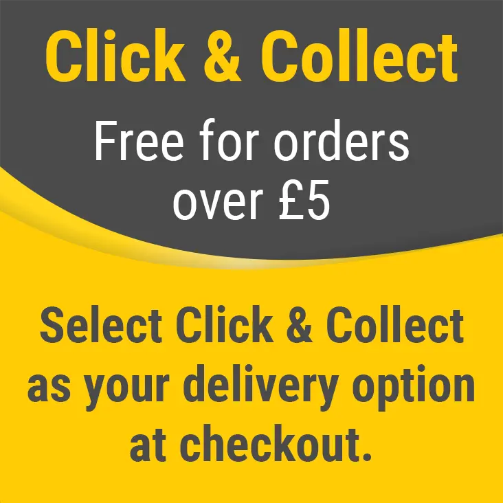 Free click & collect for orders over £5. Select Click & Collect as your delivery option at checkout.