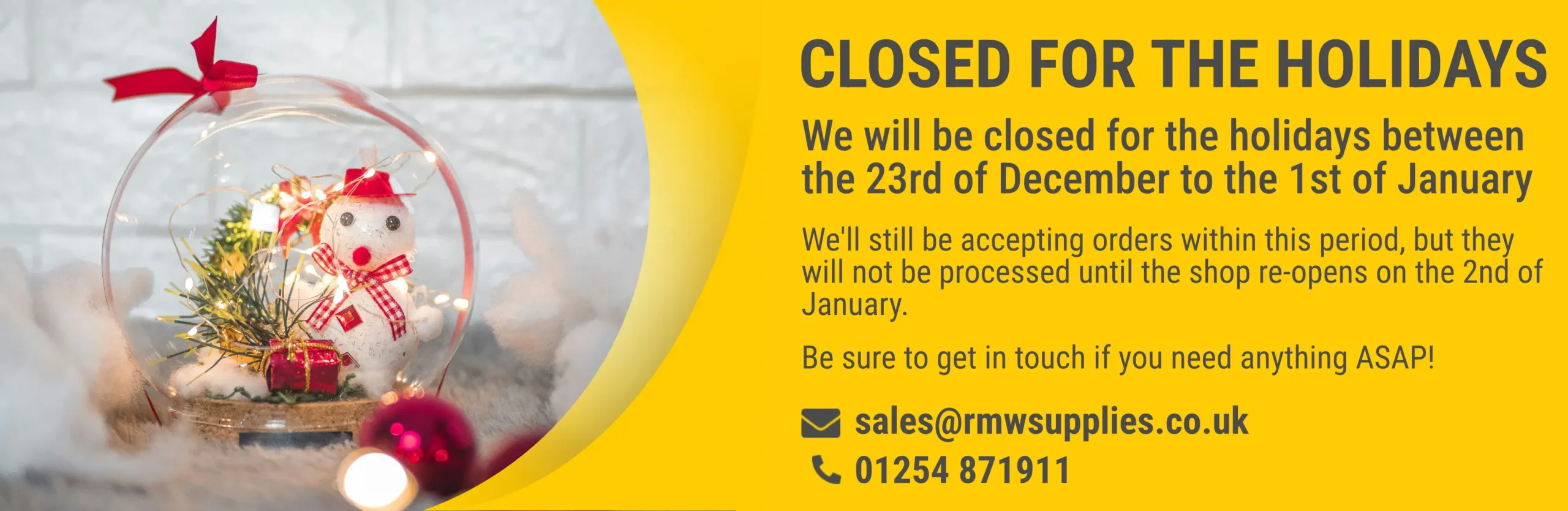 closed for the holidays between the 24th december to the 1st of january. still accepting orders, but will not be processed until the shop re-opens on the 2nd of januray